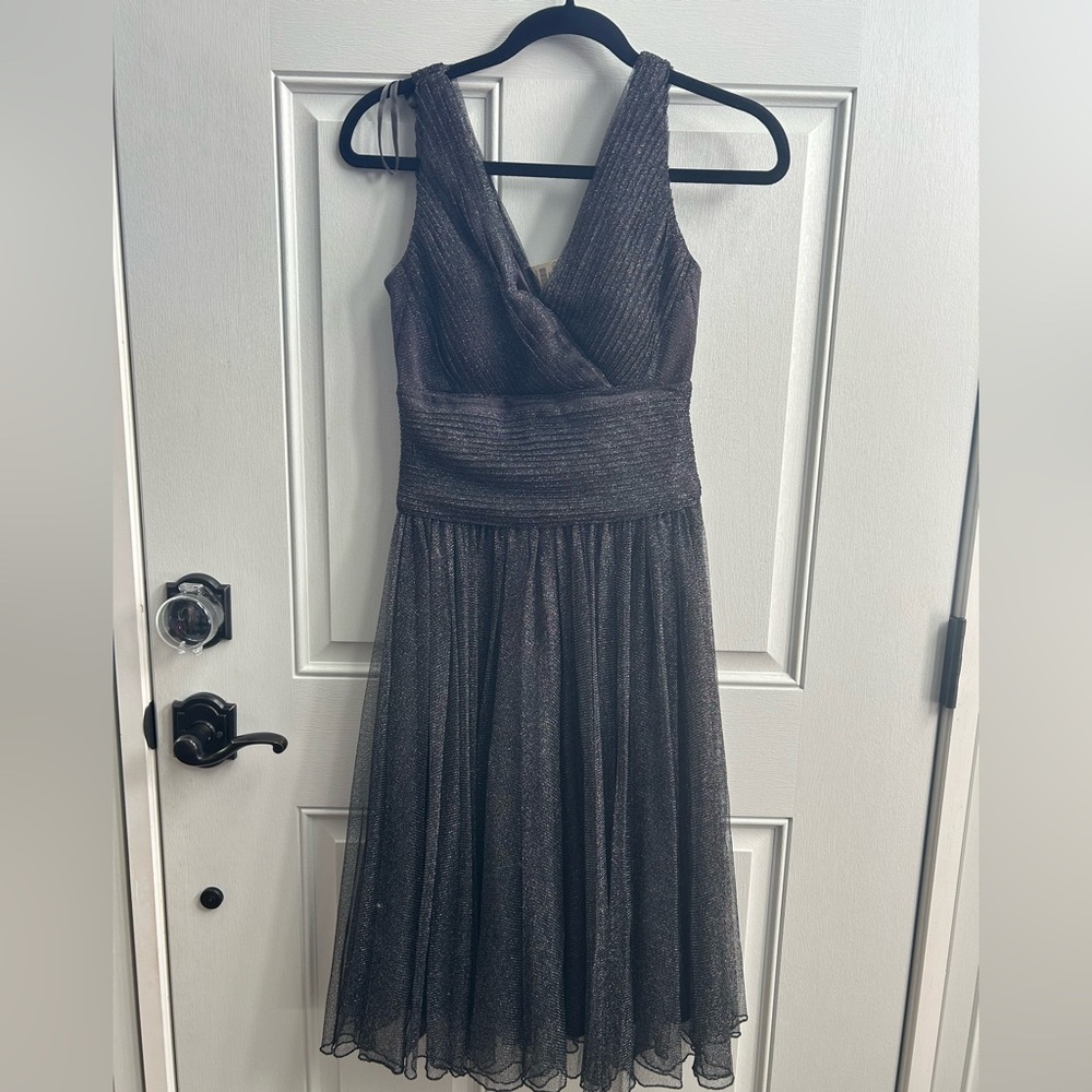 Coldwater Creek Shimmering Charcoal Midi Dress